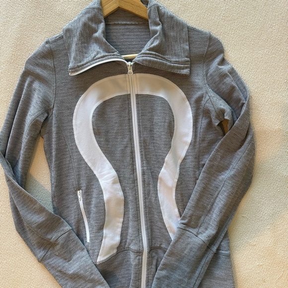 lululemon athletica Jackets & Blazers - Lululemon Stride Gray and White Zip-Up Jacket